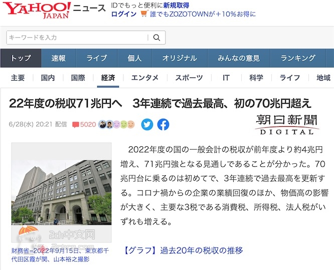 2ch：【朗报】日本的税收突破极限