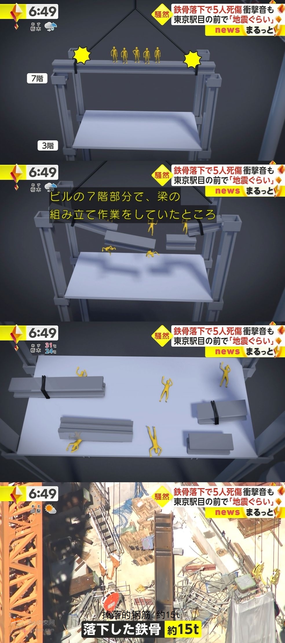 2ch：重现东京的钢筋掉落事故现场的视频太糟糕！比中国还糟糕