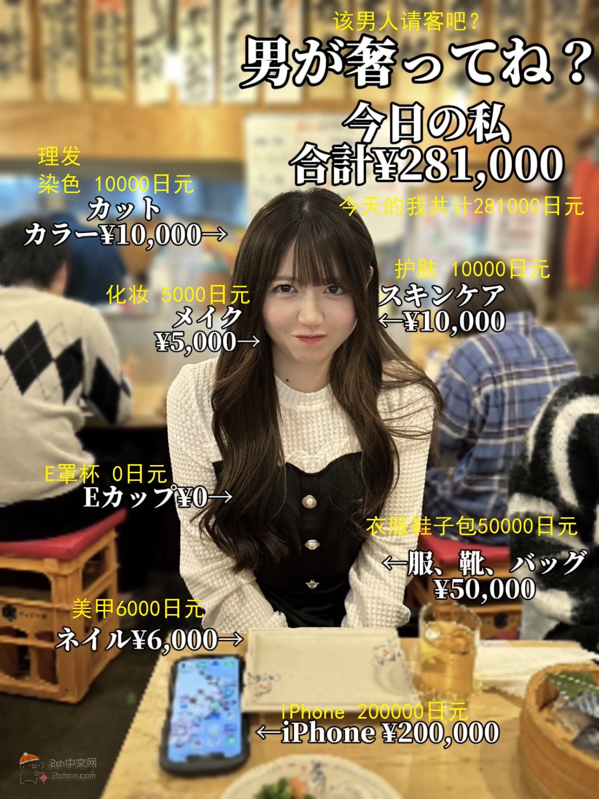 2ch：【悲报】日本妹子「为了今天的约会，我花了28万日元，应该男生请客😤」